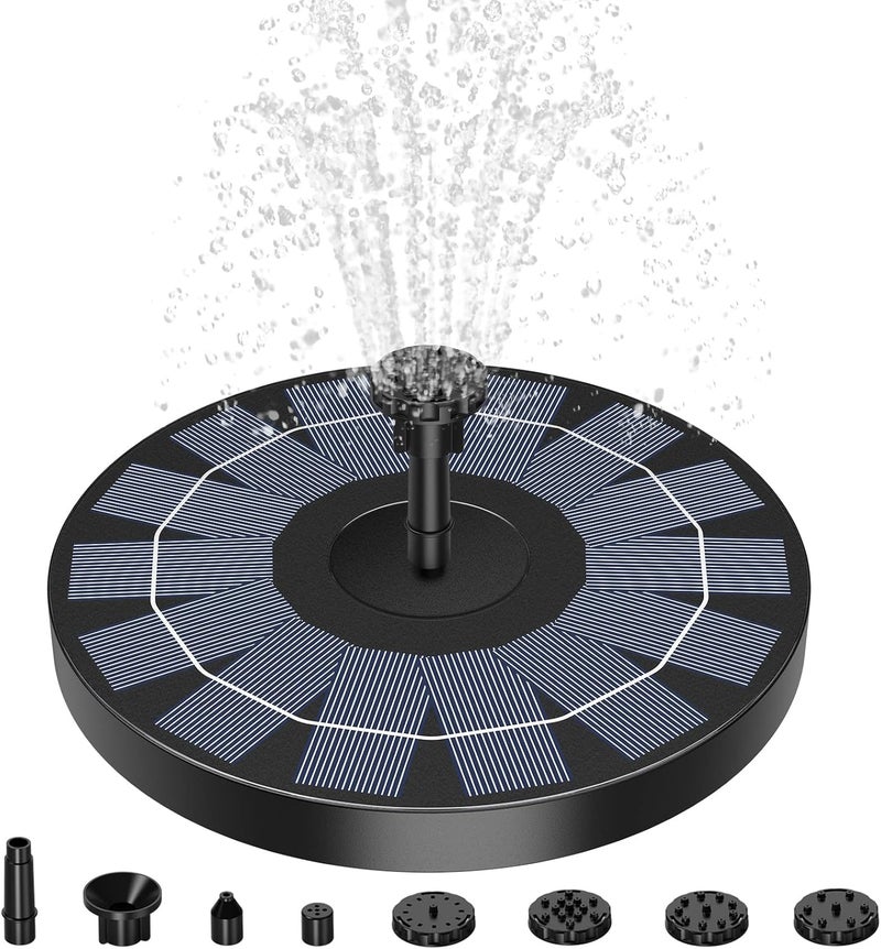 AISITIN Solar Fountain Pump 2.5W Bird Bath Fountain Solar Powered Water Fountain with 8 Nozzle & 4 Fixer, Solar Fountain Pump for Bird Bath, Garden, Pond, Pool - Image 1